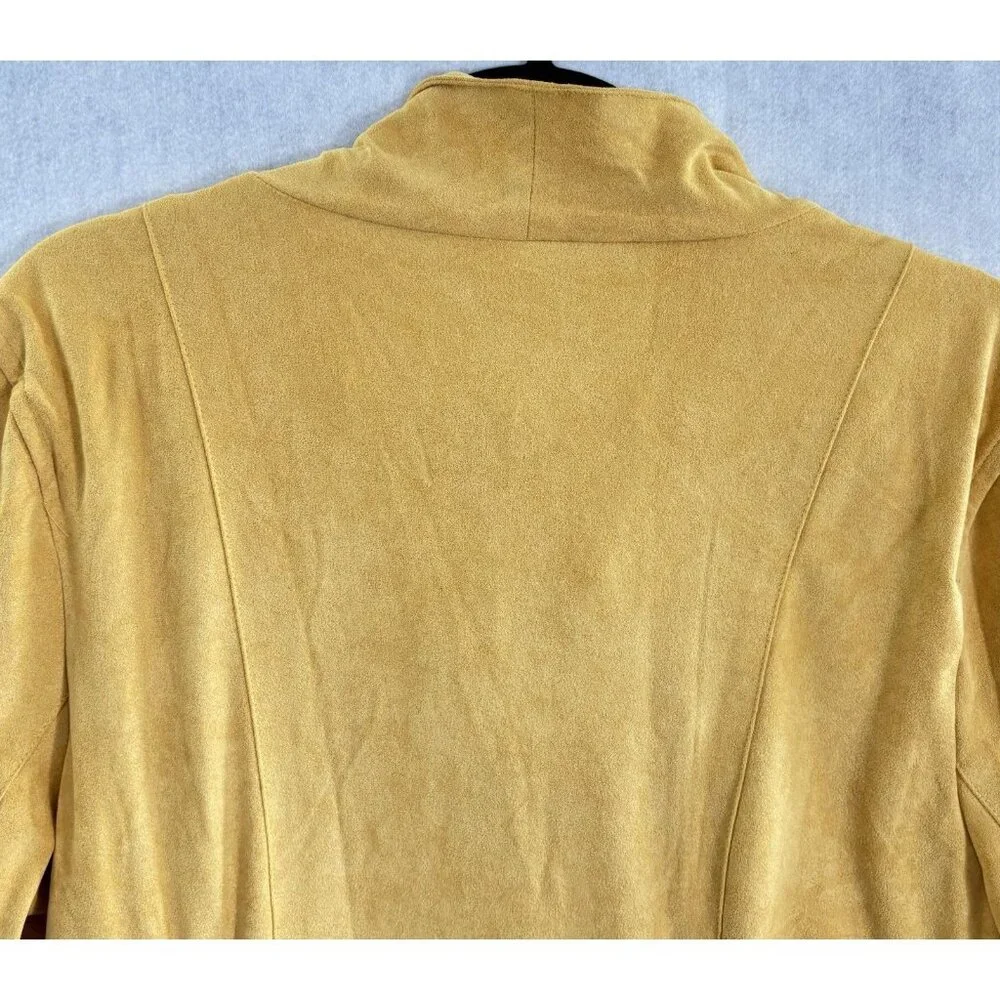 WILLOW ROOT Women Jacket Faux Suede‎ Cropped Moto Long Sleeve Sz L Yellow c-25